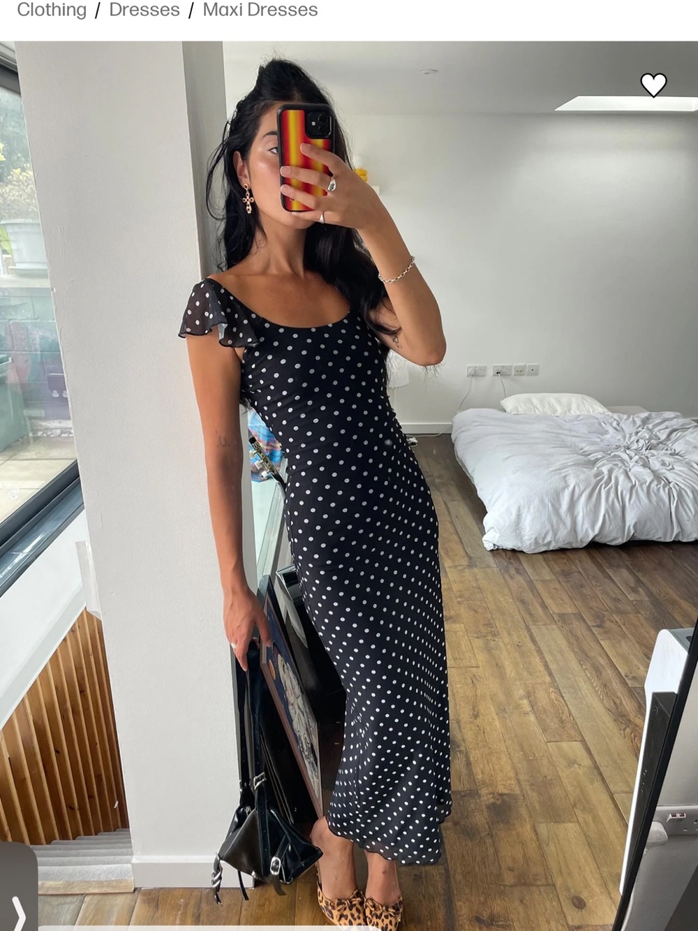 Princess Polly Black Dress with White Polka Dots